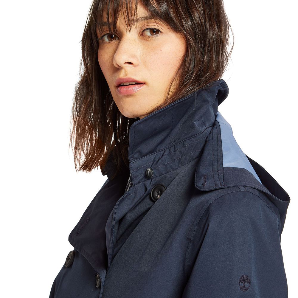 Timberland Womens Coats Classic Waterproof Trench - Navy - India CL5891624